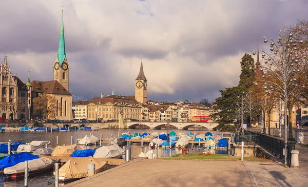 City of Zurich on a cloudy day in late autumn — Stock Photo, Image