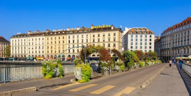 Pont des Bergues köprü Cenevre, İsviçre'deki boyunca görüntülemek