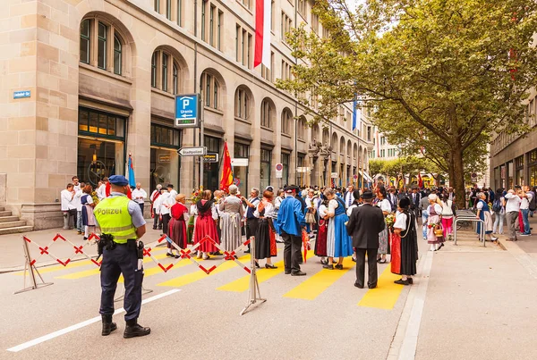 City of Zurich on the Swiss National Day — Stock Photo, Image
