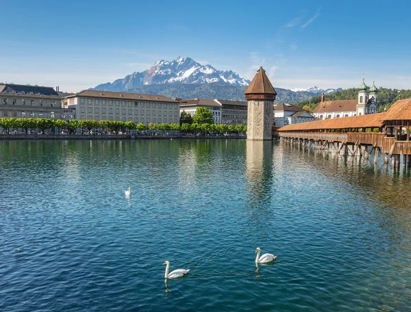 Lucerne, İsviçre kenti görünümünde bahar — Stok fotoğraf