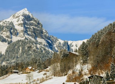 Obwalden Swiss Canton görünümünde kış