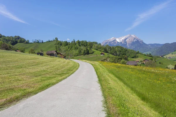 Jarní pohled v švýcarského kantonu Nidwalden — Stock fotografie