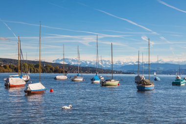 İsviçre Zürih Gölü akşamı