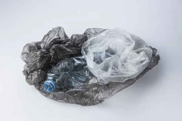 Plastic bags and crumpled bottles — Stock Photo, Image