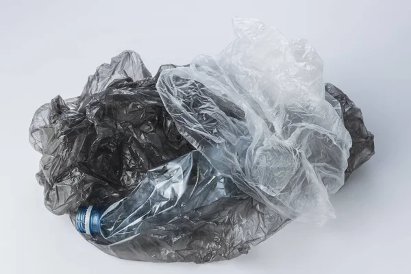 Plastic bags and crumpled bottles — Stock Photo, Image