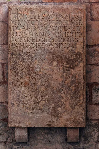 Medieval memorial tombstone at Jedburgh Abbey in the Scottish Borders — Stock Photo, Image