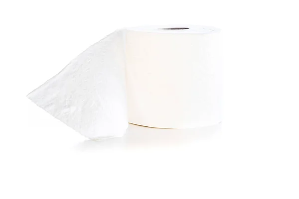 Jednoduchý Bílý Toaletní Papír Role Izolované Bílém Pozadí — Stock fotografie