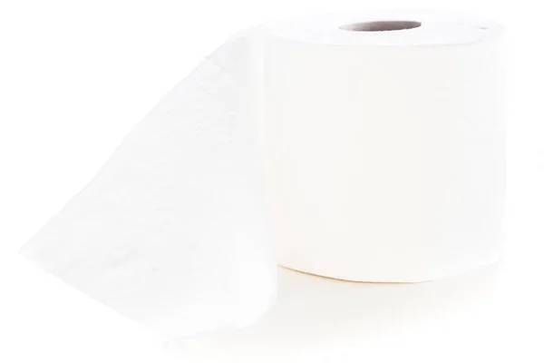 Jednoduchý Bílý Toaletní Papír Role Izolované Bílém Pozadí — Stock fotografie