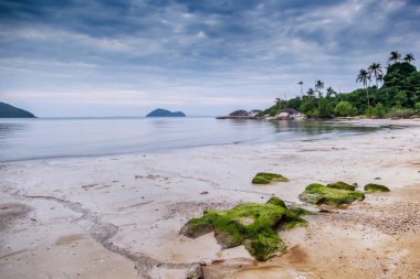 Günbatımında tropik plaj