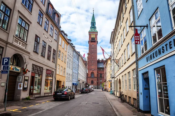 Calle en el centro histórico de Copenhague, Dinamarca, editorial — Foto de Stock