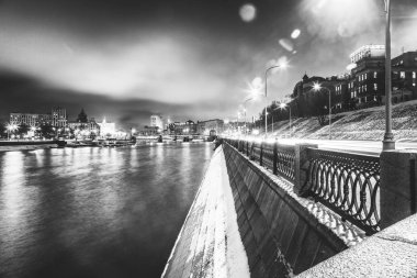 Güzel cityscape, gece, Rusya, CIT'ın başkenti Moskova