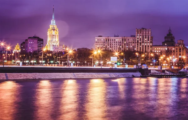 Güzel cityscape, gece, Rusya, CIT'ın başkenti Moskova — Stok fotoğraf