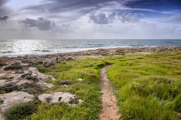 Ett fantastiskt fantastisk färgstarka landskap, en blå havet, c — Stockfoto