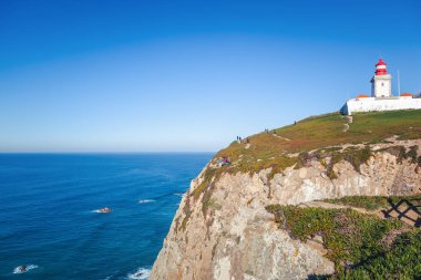 Cabo da Roca, cape WHI deniz feneri ile doğal peyzaj