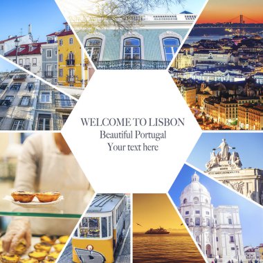 Metin, Lizbon, Portekiz, turistik yeri olan güzel kolaj