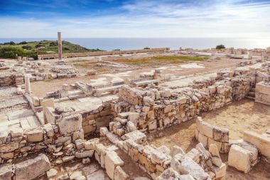 Kourion arkeolojik park Akdeniz kıyısında ada C