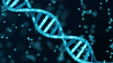 Mavi DNA yapısı izole edilmiş. 3 boyutlu illüstrasyon. Bilim