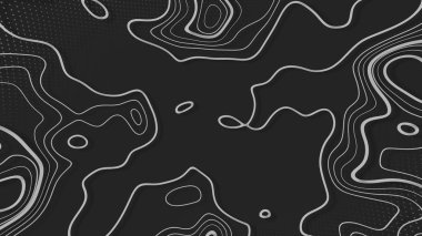 Topografik arkaplan ve doku, soyut monokrom görüntü. 3