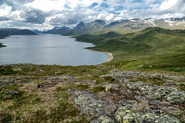 Paesaggio Estivo Nel Parco Nazionale Jotunheimen Norvegia Montagne Lak — Foto Stock