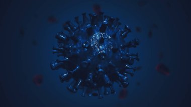 covid-19, koronavirüs salgını, hücresel ortamda yüzen virüs, koronavirüs gribi geçmişi, viral hastalık salgını, virüsün 3 boyutlu üretimi, organizma illüstrasyonu