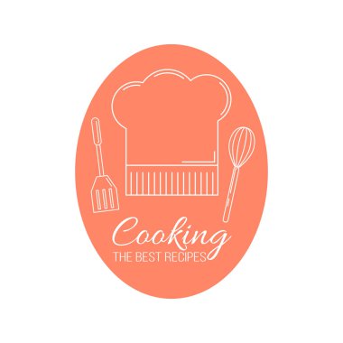 Aşçılık okulu logosu şablonu. Tasarım ve web için illüstrasyon.