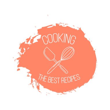 Aşçılık okulu logosu şablonu. Tasarım ve web için illüstrasyon.