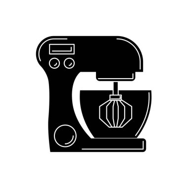 Karıştırıcı siluet. Tasarım ve web için mutfak aracı illüstrasyonu.