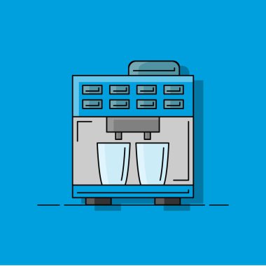 Kahve makinesi düz çizim. Tasarım ve ağ için mutfak ögesi.