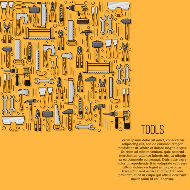 Alet kartı konsepti. Çizim ve web için düz stil onarılıyor.