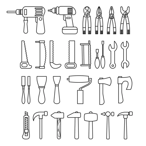 Werkzeuge im Umrissstil. Illustration für Design und Web. — Stockvektor