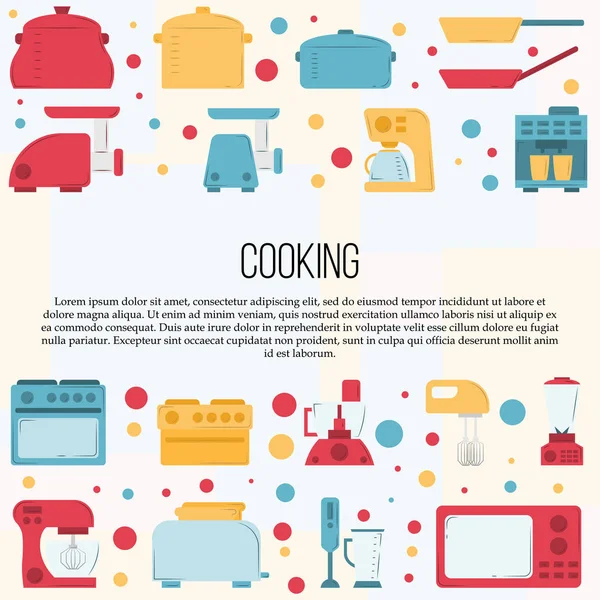 Concetto carta utensili da cucina. illustrazione culinaria in stile piatto per design e web . — Vettoriale Stock