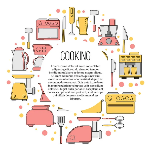 Kitchen tools card concept. culinary illustration in flat style for design and web.