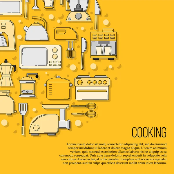 Σχέδιο κάρτας εργαλείων κουζίνας. μαγειρική εικονογράφηση σε επίπεδο στυλ για το σχεδιασμό και το web. — Διανυσματικό Αρχείο