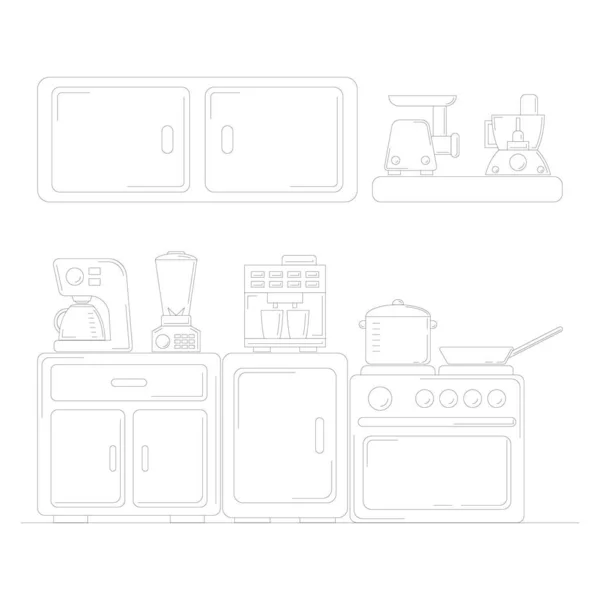 Ligne illustration de cuisine. Concept de carte culinaire pour le design et le web . — Image vectorielle