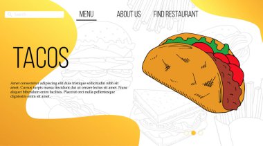 Fast food web sitesi şablonu. Web sitesi ve mobil site için iniş sayfası tasarımı.