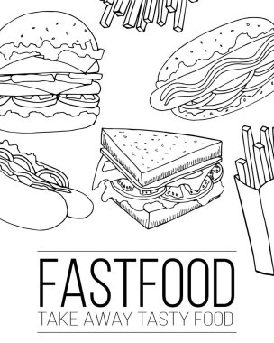 Fast food flyer template. Street food card illustration for design and web