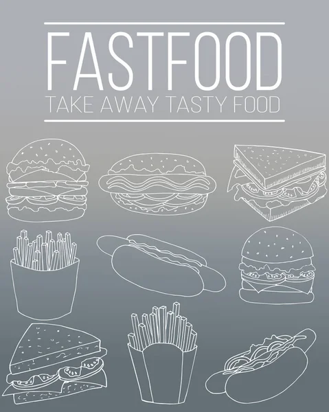 Πρότυπο φυλλάδιο γρήγορου φαγητού. Street food σύγχρονη απεικόνιση για το σχεδιασμό και το web — Διανυσματικό Αρχείο