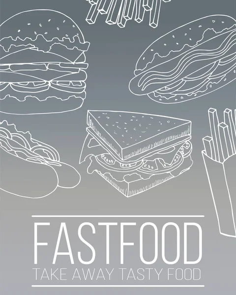 Πρότυπο φυλλάδιο γρήγορου φαγητού. Street food σύγχρονη απεικόνιση για το σχεδιασμό και το web — Διανυσματικό Αρχείο