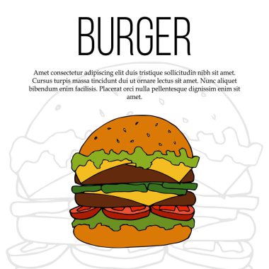 Fast food flyer template. Street food card illustration for design and web