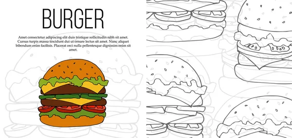 Fast food flyer template. Street food card illustration for design and web — Stok Vektör