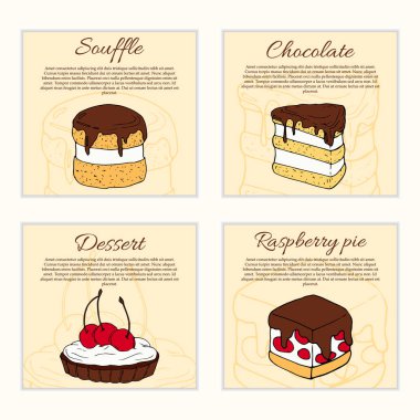 Tatlılar için el ilanı şablonları. Tasarım ve web için çizgi film çizimleri