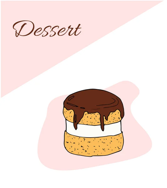 Dessert flyer template. Cakes card illustration for design and web — 스톡 벡터