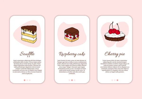Dessert winkel mobiele applicatie template. Moderne illustratie voor design en web. — Stockvector