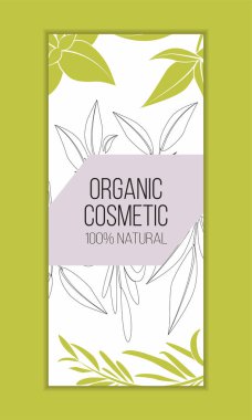 Bitkisel kozmetik vektör şablonu. Tasarım ve web için modern illüstrasyon.