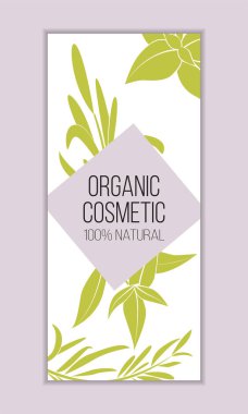 Bitkisel kozmetik vektör şablonu. Tasarım ve web için modern illüstrasyon.