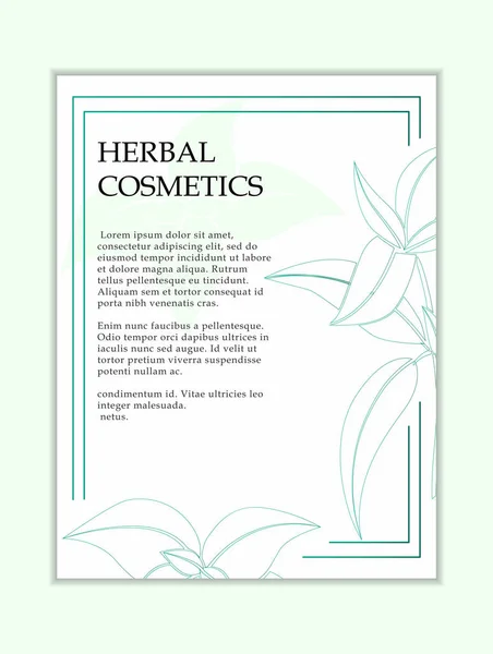 Herbal cosmetics vector card template. Modern illustration for design and web. — 스톡 벡터