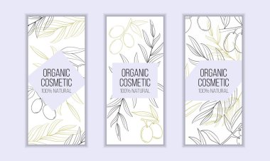 Bitkisel kozmetik kart şablonu. Tasarım ve web için modern illüstrasyon.