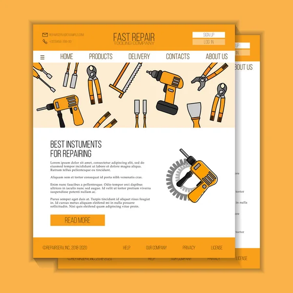 Aletler tamir ediliyor. Web sitesi şablonu. Tasarım ve web için modern illüstrasyon.