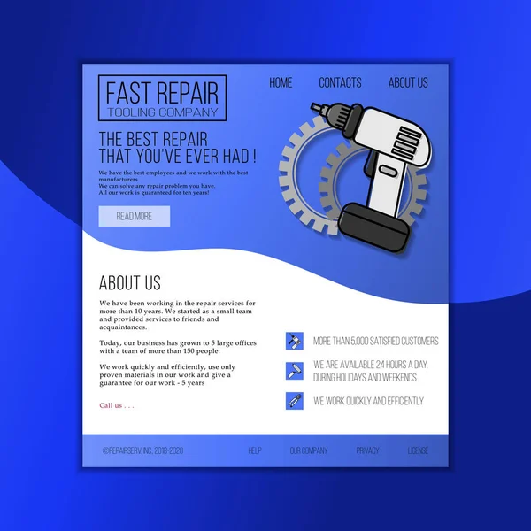 Aletler tamir ediliyor. Web sitesi şablonu. Tasarım ve web için modern illüstrasyon.