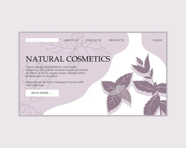 Herbal cosmetics shop web site template. Modern illustration for design and web. — 스톡 벡터